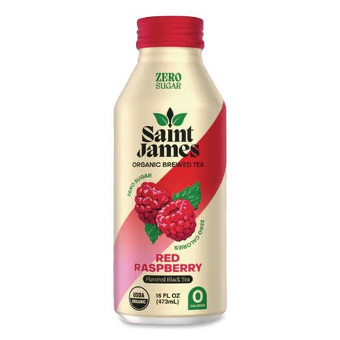 Organic Red Raspberry Black Tea Bottles, 16 Oz Aluminum Bottle, 12/pack