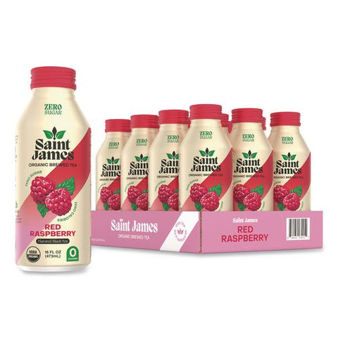 Organic Red Raspberry Black Tea Bottles, 16 Oz Aluminum Bottle, 12/pack