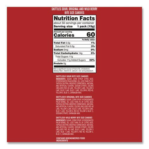 Chewy Candy Party-size Bag, Original/sour/wild Berry, 50 Pieces, 26.6 Oz Bag