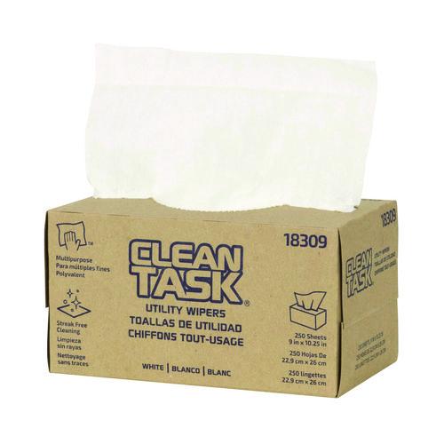 Clean Task Utility Wipers, 1-ply, 9 X 10.25, White, 250 Sheets/box, 24 Boxes/carton
