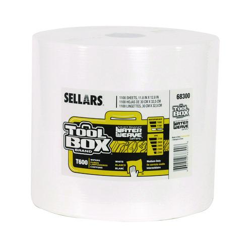 Toolbox Waterweave T600 Wipers, 1-ply, 11.8 X 12.8, White, 1,100 Sheets/roll