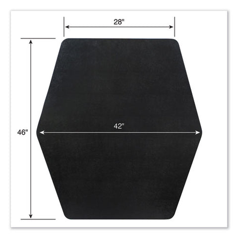 Game Zone Chair Mat For Flat To Medium Pile Carpeted And Hard Floors, Hexagon, Straight Edge, 42" X 46", Black, Ships Rolled