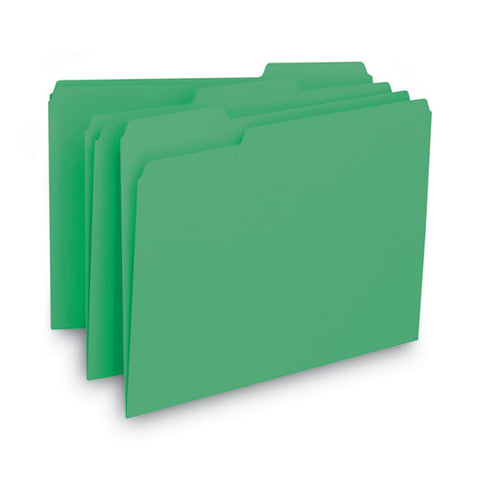 Interior File Folders, 1/3-cut Tabs: Assorted, Letter Size, 0.75" Expansion, Green, 100/box