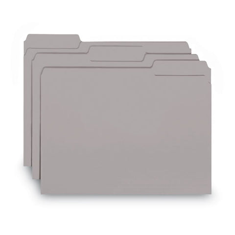 Interior File Folders, 1/3-cut Tabs: Assorted, Letter Size, 0.75" Expansion, Gray, 100/box