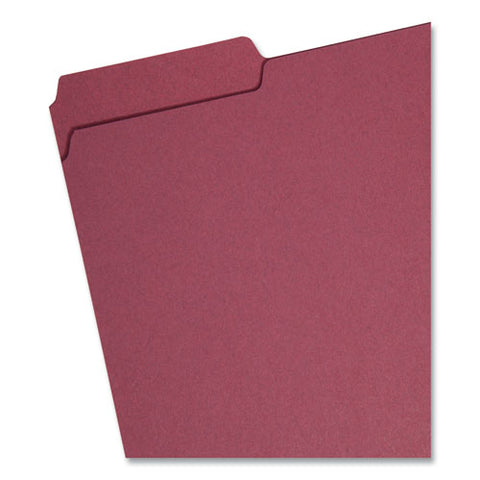 Interior File Folders, 1/3-cut Tabs: Assorted, Letter Size, 0.75" Expansion, Maroon, 100/box