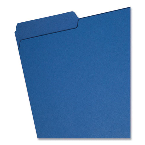 Interior File Folders, 1/3-cut Tabs: Assorted, Letter Size, 0.75" Expansion, Navy Blue, 100/box