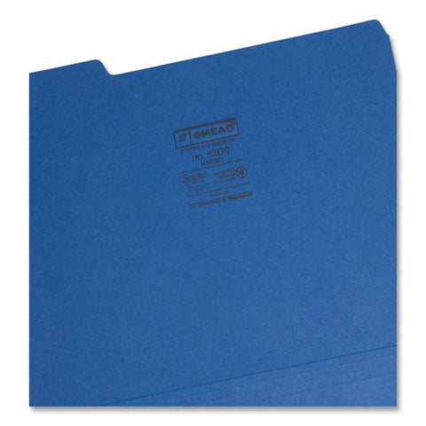 Interior File Folders, 1/3-cut Tabs: Assorted, Letter Size, 0.75" Expansion, Navy Blue, 100/box