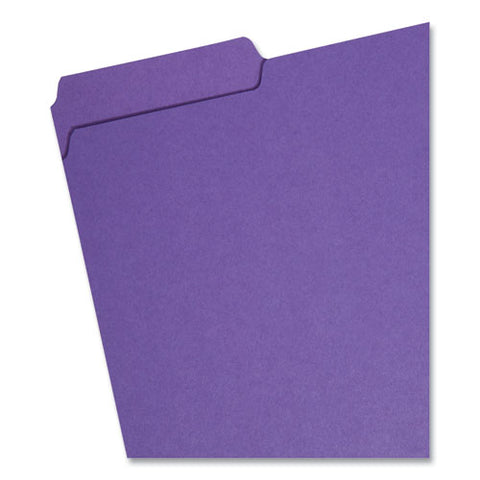 Interior File Folders, 1/3-cut Tabs: Assorted, Letter Size, 0.75" Expansion, Purple, 100/box