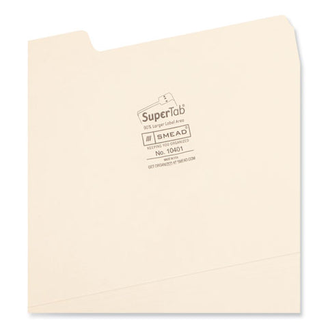 Supertab Top Tab File Folders, 1/3-cut Tabs: Assorted, Letter Size, 0.75" Expansion, 14-pt Manila, 50/box