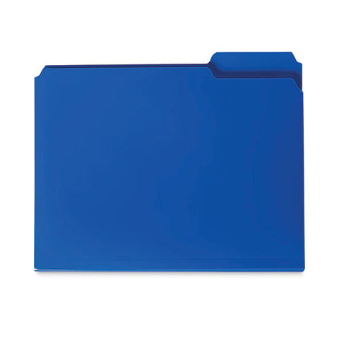 Top Tab Poly Colored File Folders, 1/3-cut Tabs: Assorted, Letter Size, 0.75" Expansion, Blue, 24/box