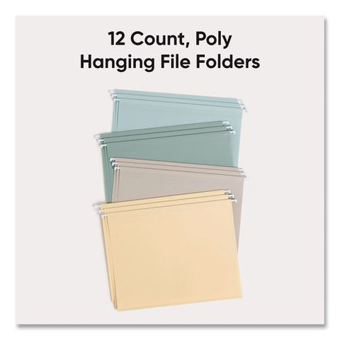 Poly Plastic Hanging File Folders, Letter Size, 1/5-cut Tabs, Twilight Colors, 12/pack