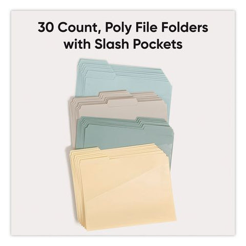Slash Pocket Poly File Folders, 1/3-cut Tabs: Assorted, Letter Size, 1" Expansion, Assorted Twilight Colors, 30/box