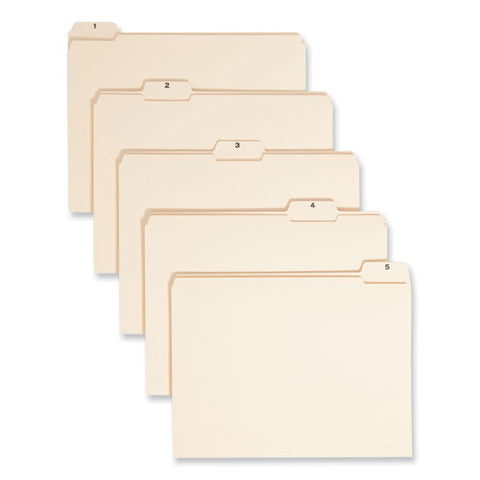 Indexed File Folder Sets, 1/5-cut Prelabeled Tabs: 1 To 31, Letter Size, 0.75" Expansion, Manila, 31/set