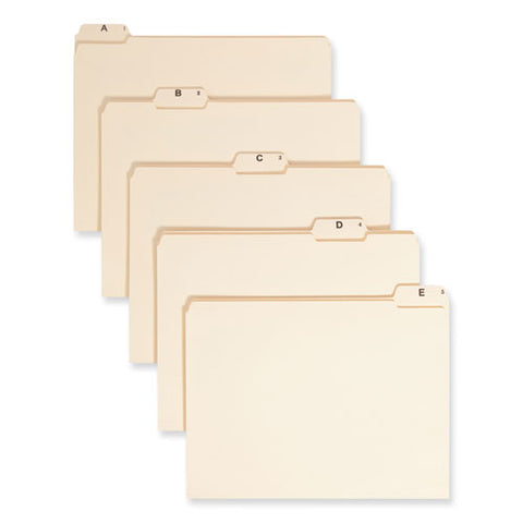 Indexed File Folder Sets, 1/5-cut Prelabeled Tabs: A To Z, Letter Size, 0.75" Expansion, Manila, 25/set