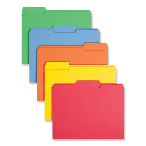 Colored File Folders, 1/3-cut Tabs: Assorted, Letter Size, 0.75" Expansion, Assorted: Blue/green/orange/red/yellow, 100/box