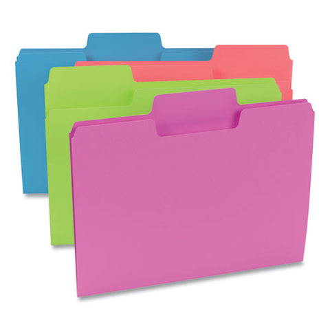 Supertab Colored File Folders, 1/3-cut Tabs: Assorted, Letter Size, 0.75" Expansion, 11-pt Stock, Assorted Colors, 24/pack