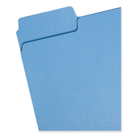 Supertab Colored File Folders, 1/3-cut Tabs: Assorted, Letter Size, 0.75" Expansion, 11-pt Stock, Blue, 100/box