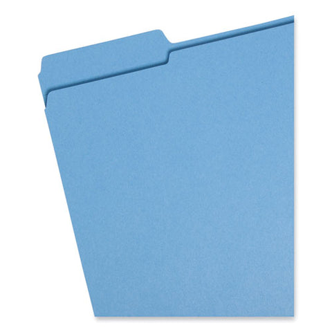 Reinforced Top Tab Colored File Folders, 1/3-cut Tabs: Assorted, Letter Size, 0.75" Expansion, Blue, 100/box