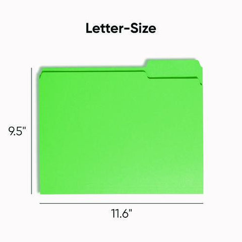 Colored File Folders, 1/3-cut Tabs: Assorted, Letter Size, 0.75" Expansion, Green, 100/box