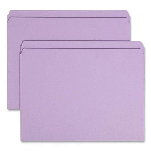 Reinforced Top Tab Colored File Folders, Straight Tabs, Letter Size, 0.75" Expansion, Lavender, 100/box