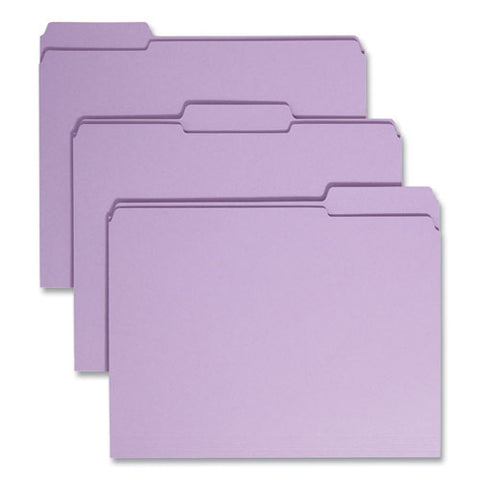 Reinforced Top Tab Colored File Folders, 1/3-cut Tabs: Assorted, Letter Size, 0.75" Expansion, Lavender, 100/box