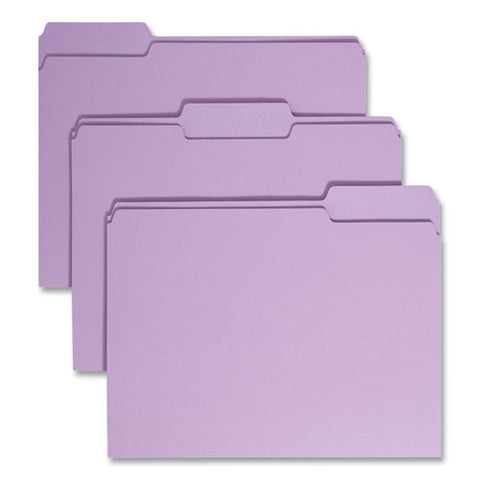 Colored File Folders, 1/3-cut Tabs: Assorted, Letter Size, 0.75" Expansion, Lavender, 100/box