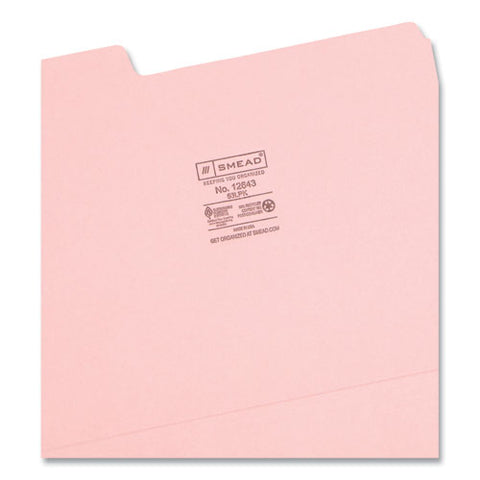 Colored File Folders, 1/3-cut Tabs: Assorted, Letter Size, 0.75" Expansion, Pink, 100/box