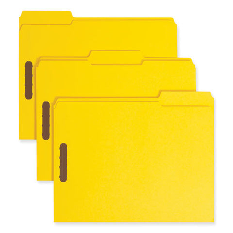 Top Tab Colored Fastener Folders, 0.75" Expansion, 2 Fasteners, Letter Size, Yellow Exterior, 50/box