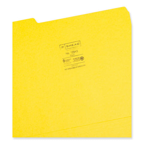 Colored File Folders, 1/3-cut Tabs: Assorted, Letter Size, 0.75" Expansion, Yellow, 100/box