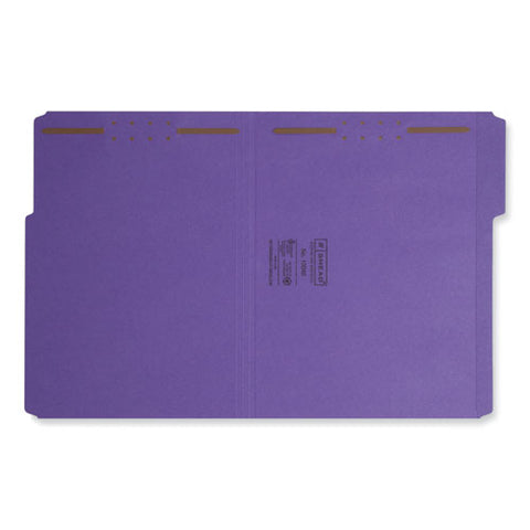 Top Tab Colored Fastener Folders, 0.75" Expansion, 2 Fasteners, Letter Size, Purple Exterior, 50/box