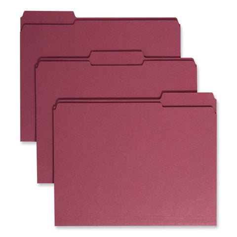 Reinforced Top Tab Colored File Folders, 1/3-cut Tabs: Assorted, Letter Size, 0.75" Expansion, Maroon, 100/box