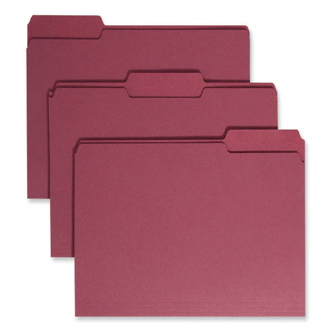 Colored File Folders, 1/3-cut Tabs: Assorted, Letter Size, 0.75" Expansion, Maroon, 100/box