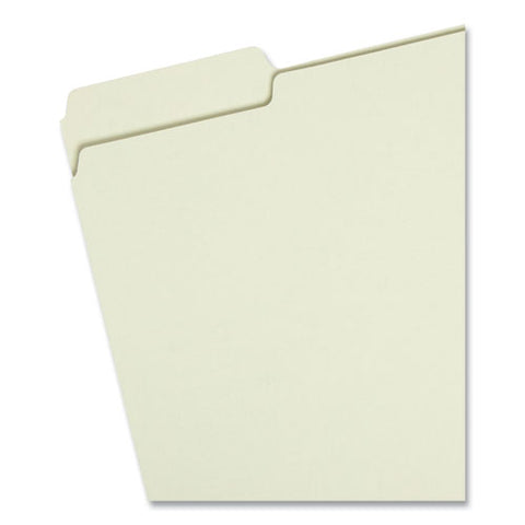 Expanding Recycled Heavy Pressboard Folders, 1/3-cut Tabs: Assorted, Letter Size, 1" Expansion, Gray-green, 25/box