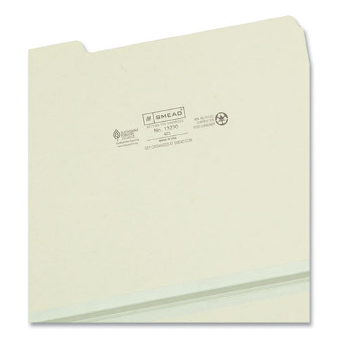 Expanding Recycled Heavy Pressboard Folders, 1/3-cut Tabs: Assorted, Letter Size, 1" Expansion, Gray-green, 25/box