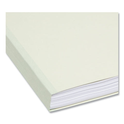 Expanding Recycled Heavy Pressboard Folders, 1/3-cut Tabs: Assorted, Letter Size, 1" Expansion, Gray-green, 25/box