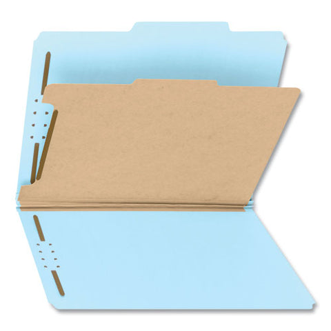 Recycled Pressboard Classification Folders, 2" Expansion, 1 Divider, 4 Fasteners, Letter Size, Blue Exterior, 10/box
