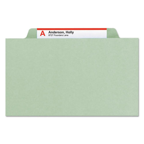 Recycled Pressboard Classification Folders, 2" Expansion, 1 Divider, 4 Fasteners, Letter Size, Gray-green, 10/box