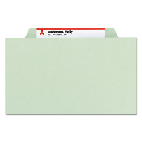 Recycled Pressboard Classification Folders, 2" Expansion, 2 Dividers, 6 Fasteners, Letter Size, Gray-green, 10/box