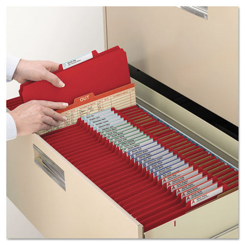 6-section Pressboard Top Tab Pocket Classification Folders, 6 Safeshield Fasteners, 2 Dividers, Letter Size, Bright Red,10/bx