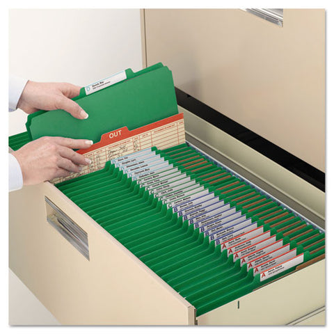 6-section Pressboard Top Tab Pocket Classification Folders, 6 Safeshield Fasteners, 2 Dividers, Letter Size, Green, 10/box