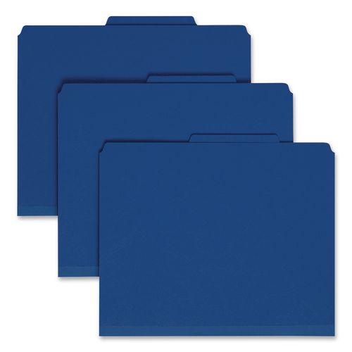 Colored Top Tab Classification Folders W/safeshield Fasteners, 2" Expansion, 2 Dividers, 6 Fasteners, Letter, Dk Blue,10/box