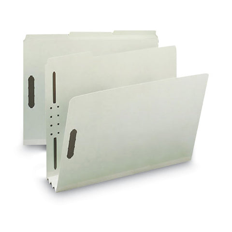 Recycled Pressboard Fastener Folders, 3" Expansion, 2 Fasteners, Letter Size, Gray-green Exterior, 25/box