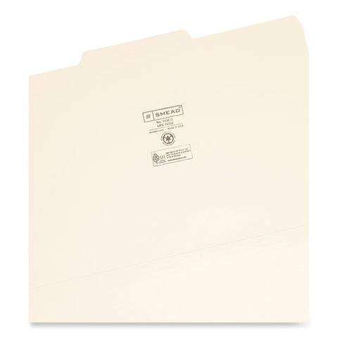 Manila File Folders, 1/3-cut Tabs: Center Position, Legal Size, 0.75" Expansion, Manila, 100/box