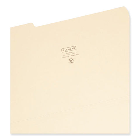 100% Recycled Manila Top Tab File Folders, 1/3-cut Tabs: Assorted, Legal Size, 0.75" Expansion, Manila, 100/box