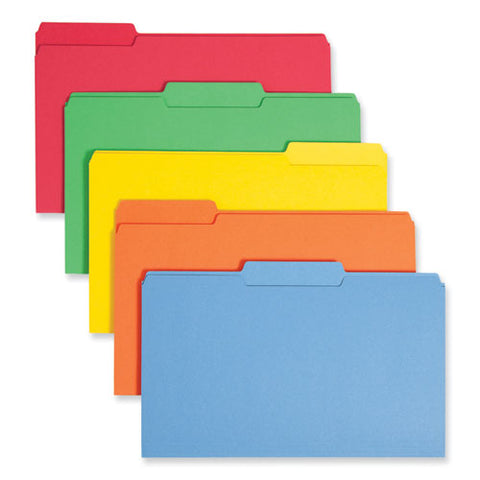 Colored File Folders, 1/3-cut Tabs: Assorted, Legal Size, 0.75" Expansion, Assorted Colors, 100/box