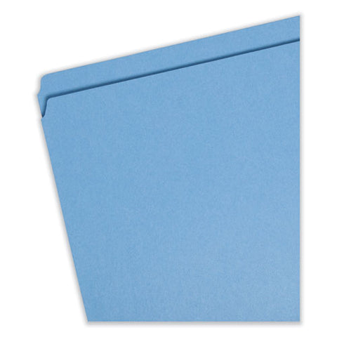 Reinforced Top Tab Colored File Folders, Straight Tabs, Legal Size, 0.75" Expansion, Blue, 100/box