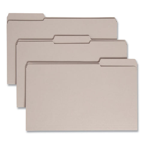 Reinforced Top Tab Colored File Folders, 1/3-cut Tabs: Assorted, Legal Size, 0.75" Expansion, Gray, 100/box