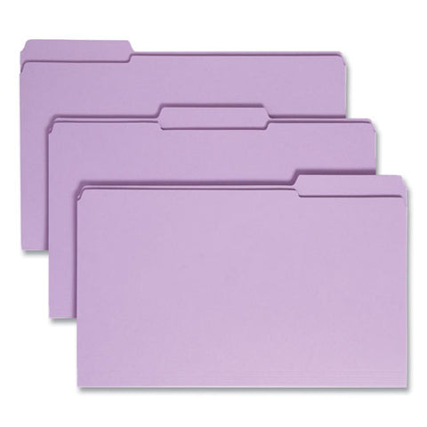 Reinforced Top Tab Colored File Folders, 1/3-cut Tabs: Assorted, Legal Size, 0.75" Expansion, Lavender, 100/box