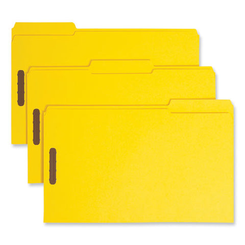 Top Tab Colored Fastener Folders, 0.75" Expansion, 2 Fasteners, Legal Size, Yellow Exterior, 50/box