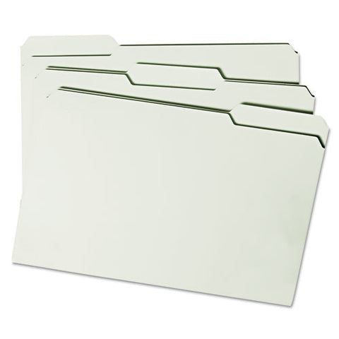 Expanding Recycled Heavy Pressboard Folders, 1/3-cut Tabs: Assorted, Legal Size, 2" Expansion, Gray-green, 25/box